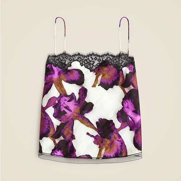 NWT J.Crew Lace-trim camisole top in iris floral (size M) - Picture 4 of 8